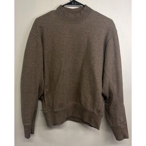 Uniqlo U Womens Mock Neck Sweatshirt Brown Melange Long Sleeve 415788 Size M